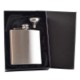 Picture of 6OZ HIP FLASK in Silver with Funnel in Black Satin Lined Gift Box