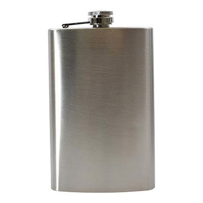 Picture of 10 OZ HIP FLASK in Silver Stainless Steel Metal.