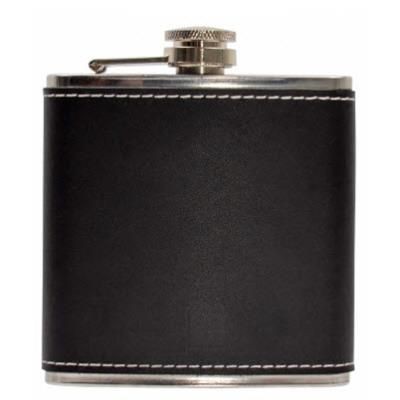 Picture of 6OZ LEATHER HIP FLASK in Black
