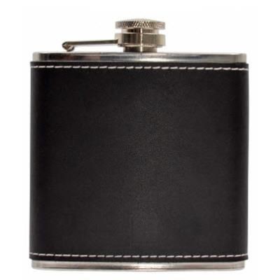 Picture of 6OZ LEATHER HIP FLASK in Black.