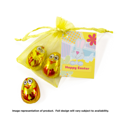 Picture of ORGANZA BAG - CHEEKY CHICKS, EASTER CHICKEN