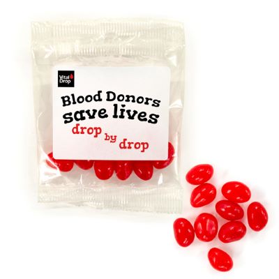 Picture of RED JELLY BEANS LABEL BAG WORLD BLOOD DONOR DAY