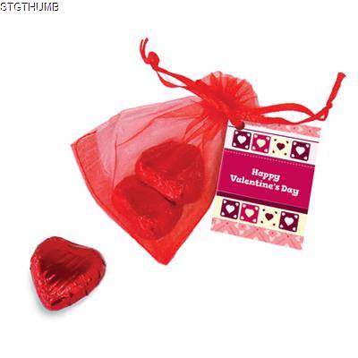 Picture of ORGANZA BAG - MINI CHOCOLATE HEARTS