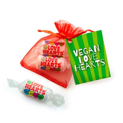 Picture of VEGAN LOVE HEART SWEETS in Organza Bag.