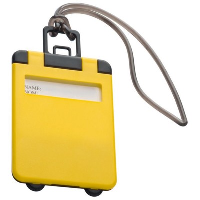 yellow luggage tag