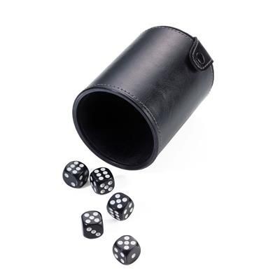 Picture of TROIKA WURFEL TO GO DICE CUP with 5 Dice Black with White Eyes