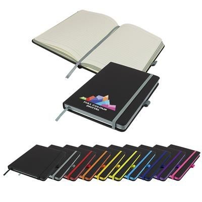 Picture of FULL COLOUR DENIRO EDGE A5 LINED SOFT TOUCH NOTE BOOK.
