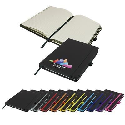 Picture of FULL COLOUR DENIRO EDGE A5 LINED SOFT TOUCH NOTE BOOK.