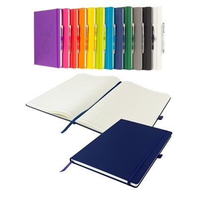 Picture of DUNN A4 PU SOFT FEEL LINED NOTEBOOK in Navy