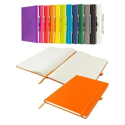 Picture of DUNN A4 PU SOFT FEEL LINED NOTEBOOK in Orange