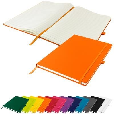 Picture of FULL COLOUR PRINTED DUNN A4 PU SOFT FEEL LINED NOTE BOOK 196 PAGES in Orange.