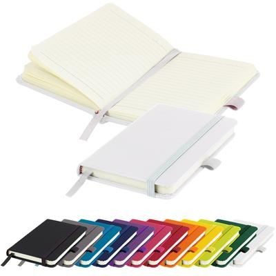Picture of FULL COLOUR PRINTED MORIARTY A6 LINED SOFT TOUCH PU NOTE BOOK 196 PAGES in White.