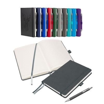 Picture of NOTES LONDON MORETTI A5 NOTEBOOK & PEN in Dark Grey
