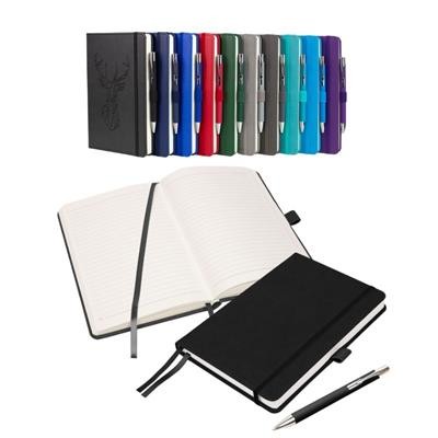 Picture of NOTES LONDON MORETTI A5 NOTEBOOK & PEN in Black