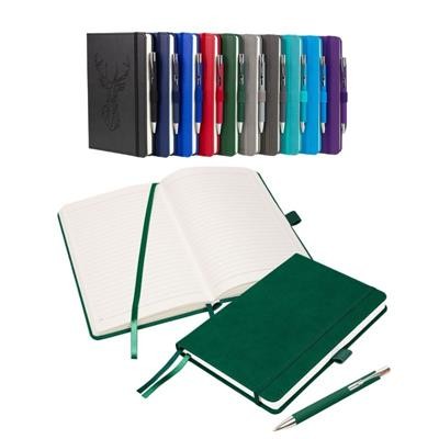 Picture of NOTES LONDON MORETTI A5 NOTEBOOK & PEN in Green