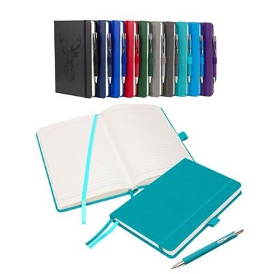 Picture of NOTES LONDON MORETTI A5 NOTEBOOK & PEN in Teal