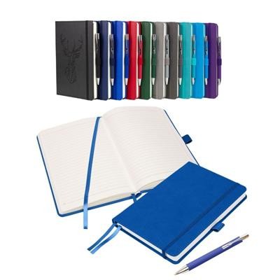 Picture of NOTES LONDON MORETTI A5 NOTEBOOK & PEN in Blue