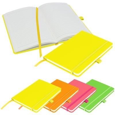 Picture of FULL COLOUR PRINTED NOTES LONDON - NEON FLUORESCENT A5 PREMIUM NOTE BOOK in Neon Fluorescent Yellow.