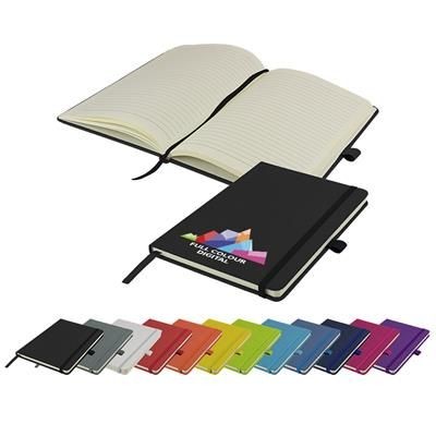 Picture of FULL COLOUR PRINTED WATSON A5 BUDGET LINED SOFT TOUCH PU NOTE BOOK 160 PAGES in Black.