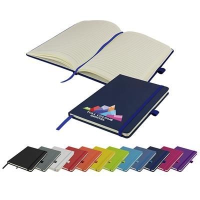 Picture of FULL COLOUR PRINTED WATSON A5 BUDGET LINED SOFT TOUCH PU NOTE BOOK 160 PAGES in Navy.