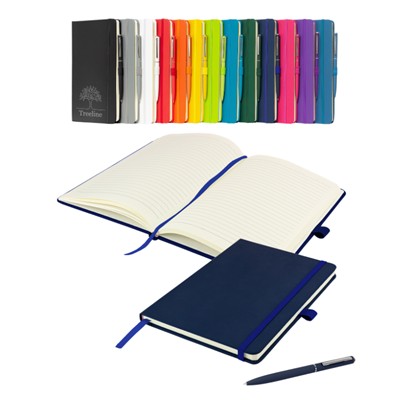 Picture of WATSON A5 BUDGET LINED SOFT TOUCH PU NOTEBOOK in Navy