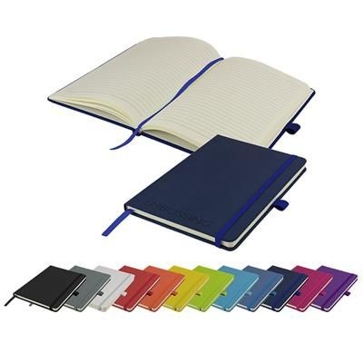 Picture of DEBOSSED WATSON A5 BUDGET LINED SOFT TOUCH PU NOTE BOOK 160 PAGES in Navy.