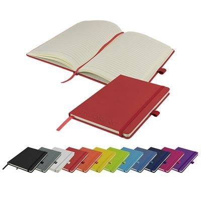 Picture of DEBOSSED WATSON A5 BUDGET LINED SOFT TOUCH PU NOTE BOOK 160 PAGES in Red.