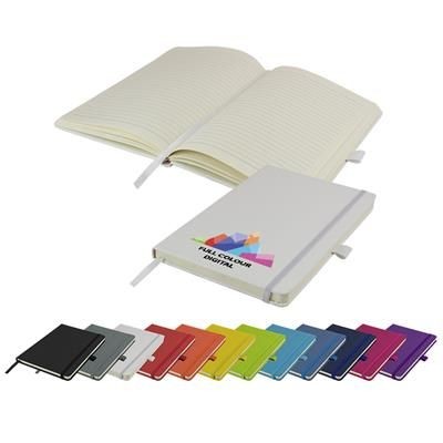 Picture of FULL COLOUR PRINTED WATSON A5 BUDGET LINED SOFT TOUCH PU NOTE BOOK 160 PAGES in White.