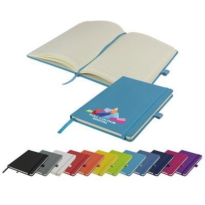 Picture of FULL COLOUR PRINTED WATSON A5 BUDGET LINED SOFT TOUCH PU NOTE BOOK 160 PAGES in Teal.