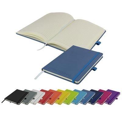 Picture of DEBOSSED WATSON A5 BUDGET LINED SOFT TOUCH PU NOTE BOOK 160 PAGES in Blue.