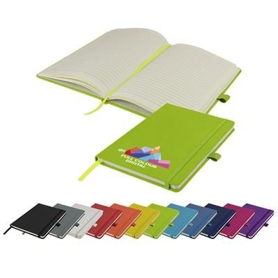 Picture of FULL COLOUR PRINTED WATSON A5 BUDGET LINED SOFT TOUCH PU NOTE BOOK 160 PAGES in Lime.