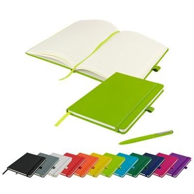 Picture of DEBOSSED WATSON A5 BUDGET LINED SOFT TOUCH PU NOTE BOOK 160 PAGES in Lime.