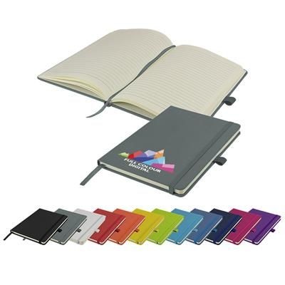 Picture of FULL COLOUR PRINTED WATSON A5 BUDGET LINED SOFT TOUCH PU NOTE BOOK 160 PAGES in Grey.
