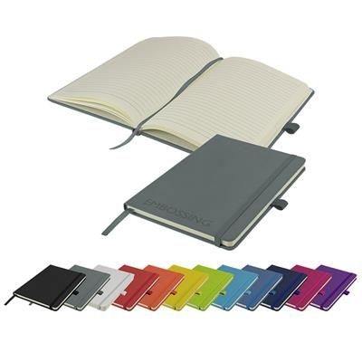 Picture of DEBOSSED WATSON A5 BUDGET LINED SOFT TOUCH PU NOTE BOOK 160 PAGES in Grey.