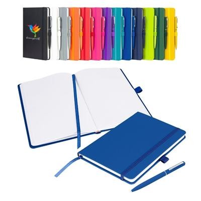 Picture of NOTES LONDON WILSON BLANCO A5 NOTEBOOK & PEN in Blue