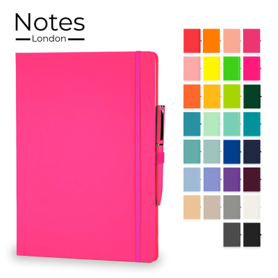 Picture of WILSON A4 NOTE BOOK & WRIGHT BALL PEN SET in Neon Fluorescent Pink