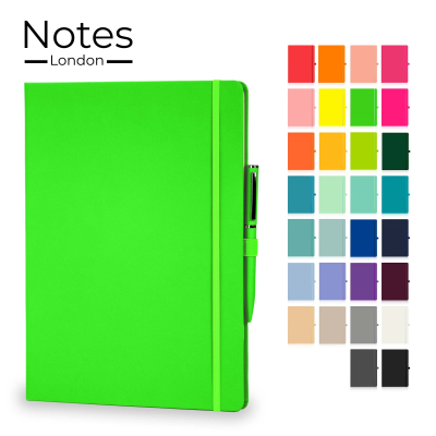 Picture of WILSON A4 NOTE BOOK & WRIGHT BALL PEN SET in Neon Fluorescent Green