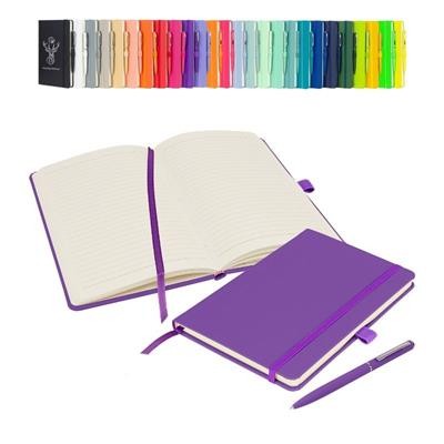 Picture of NOTES LONDON WILSON A5 NOTEBOOK & PEN in Purple