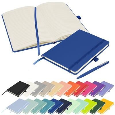 Picture of DEBOSSED NOTES LONDON - WILSON A5 FSC NOTEBOOK in Blue