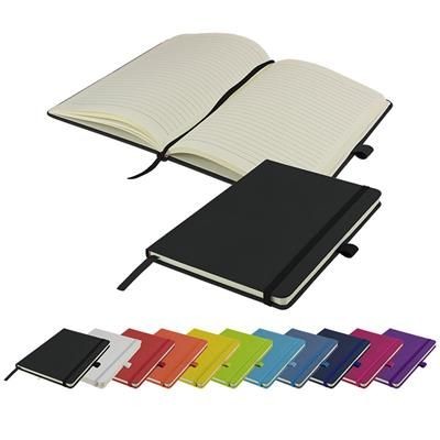 Picture of DEBOSSED WATSON A5 BUDGET LINED SOFT TOUCH PU NOTE BOOK 160 PAGES in Black.