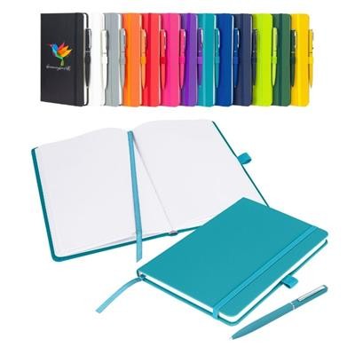 Picture of NOTES LONDON WILSON BLANCO A5 NOTEBOOK & PEN in Teal