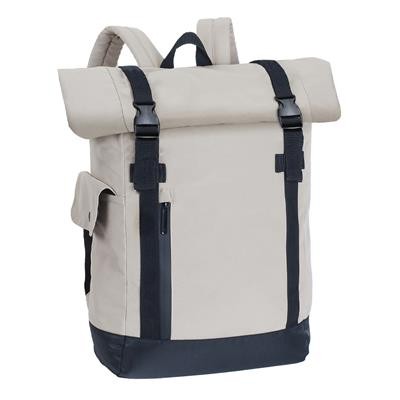 Picture of BUDAPEST SACK LAPTOP BACKPACK RUCKSACK in Sand & Black.