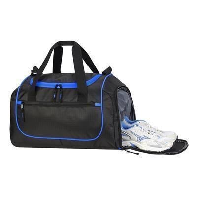 Picture of PIRAEUS SPORTS HOLDALL OVERNIGHT BAG in Black & Royal.