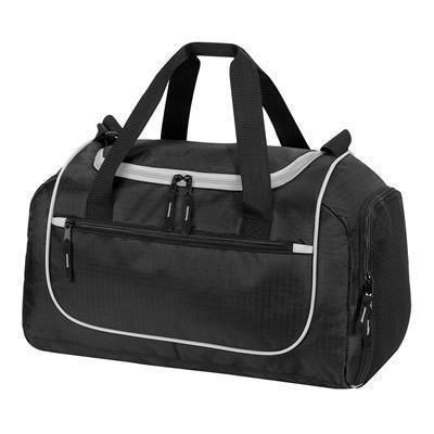 Picture of PIRAEUS SPORTS HOLDALL OVERNIGHT BAG in Black & Pale Green.