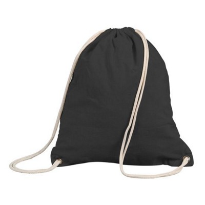 Picture of STAFFORD COTTON DRAWSTRING TOTE BACKPACK RUCKSACK in Black.