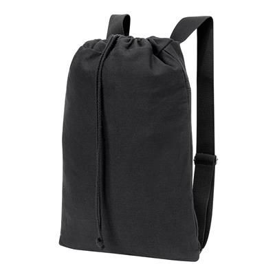 Picture of SHEFFIELD COTTON DRAWSTRING BACKPACK RUCKSACK in Black, Washed.