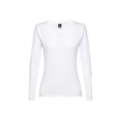 Picture of THC BUCHAREST LADIES WH II LONG-SLEEVED SCOOP NECK FITTED TEE SHIRT FOR LADIES in White