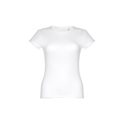 Picture of THC SOFIA WH WOMENS FITTED SHORT SLEEVE COTTON TEE SHIRT WHITE in White