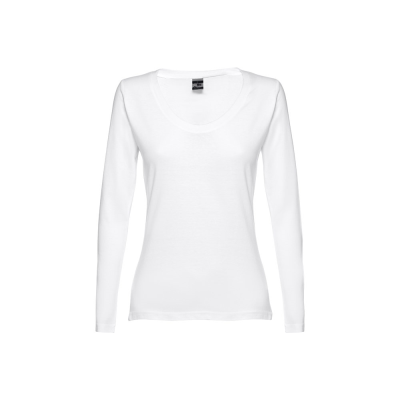 Picture of THC BUCHAREST LADIES WH LONG-SLEEVED SCOOP NECK FITTED TEE SHIRT FOR LADIES in White