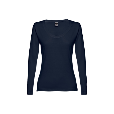 Picture of THC BUCHAREST LADIES LONG-SLEEVED SCOOP NECK FITTED TEE SHIRT FOR LADIES 100% CARDED COTTON in Blue